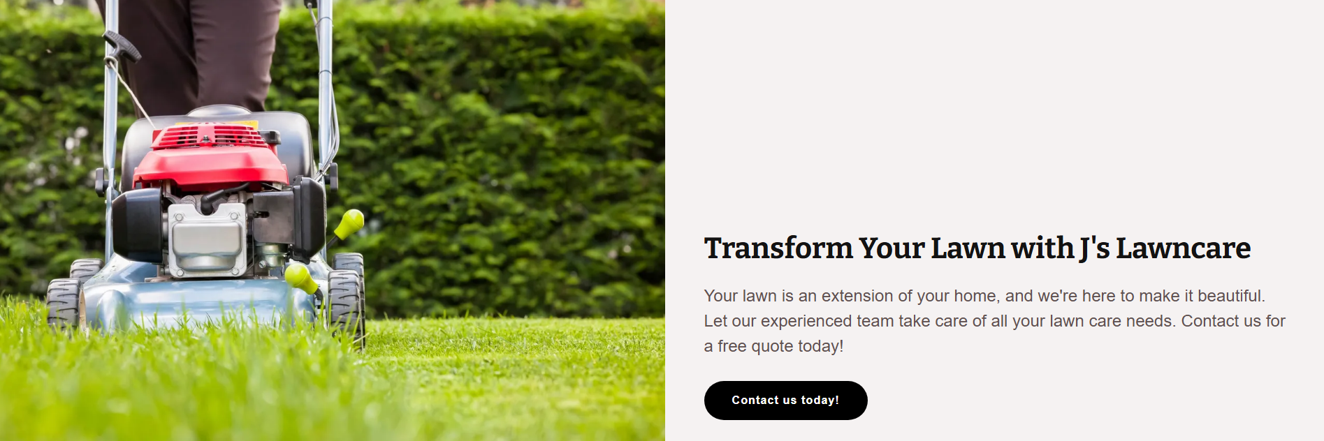 JS Lawncare services section screenshot